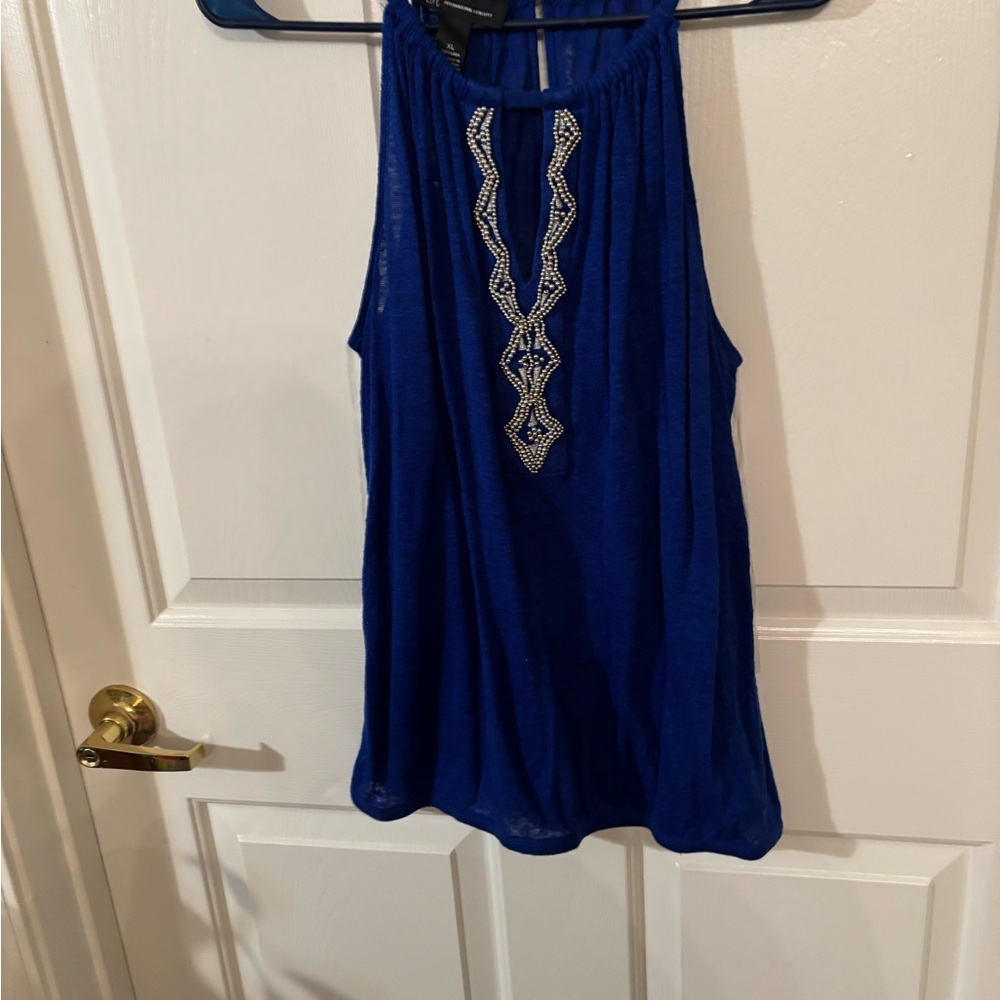 INC International Concepts Royal Blue Tank Top with Silver Accents